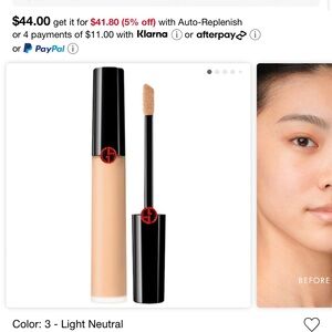 Armani Beauty Power Fabric + Longwear Matte Concealer